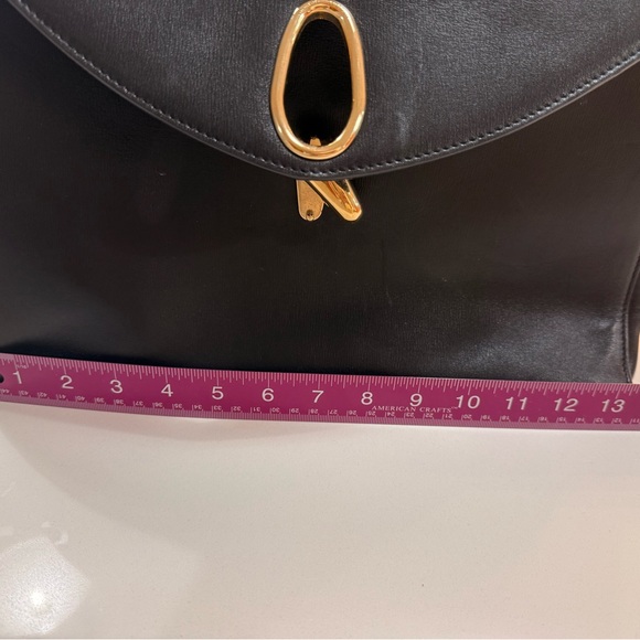 Giorgio Armani Black Leather Briefcase with Gold Accents - Picture 7 of 8